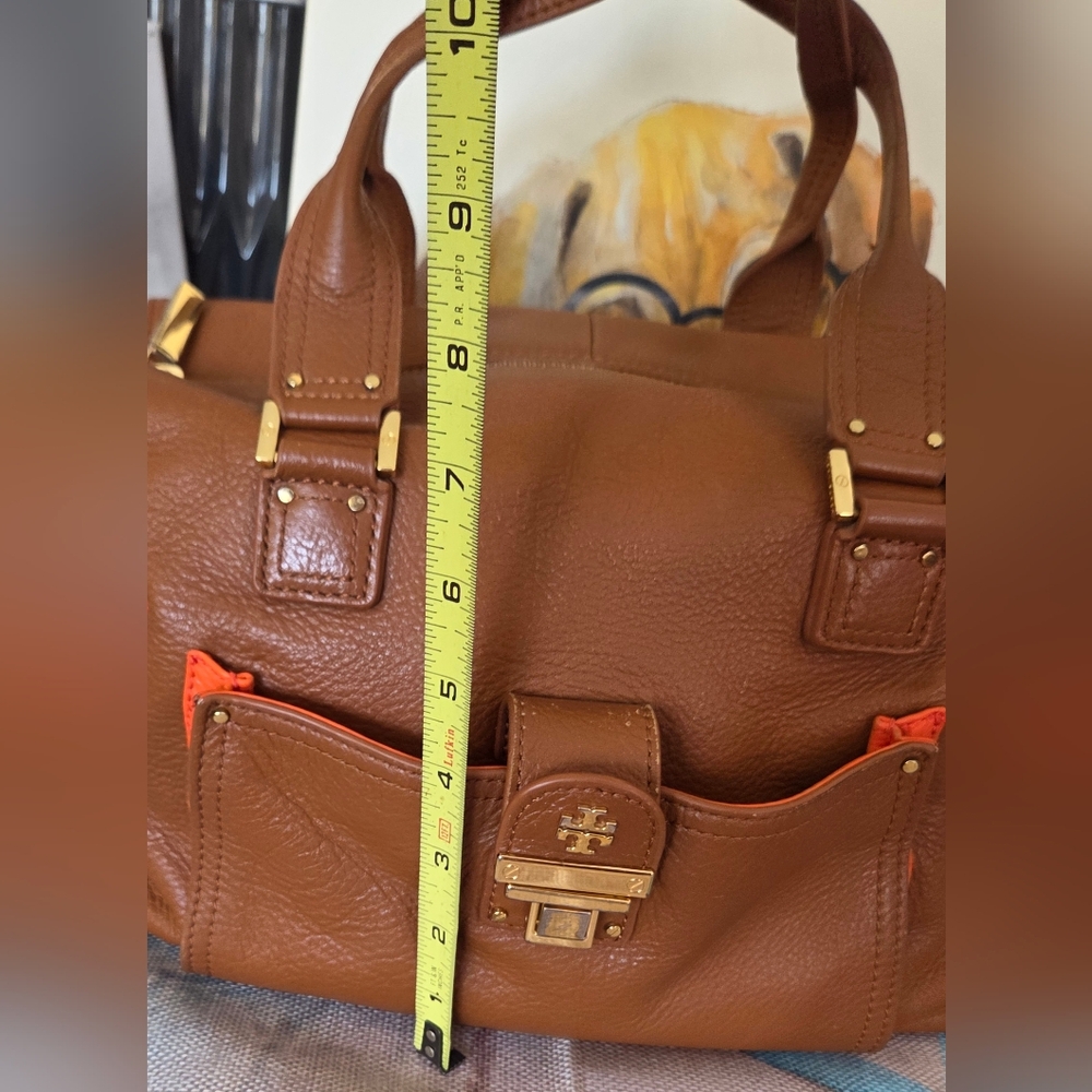 Tory Burch Brown and Orange Leather Tote Bag - Picture 15 of 16